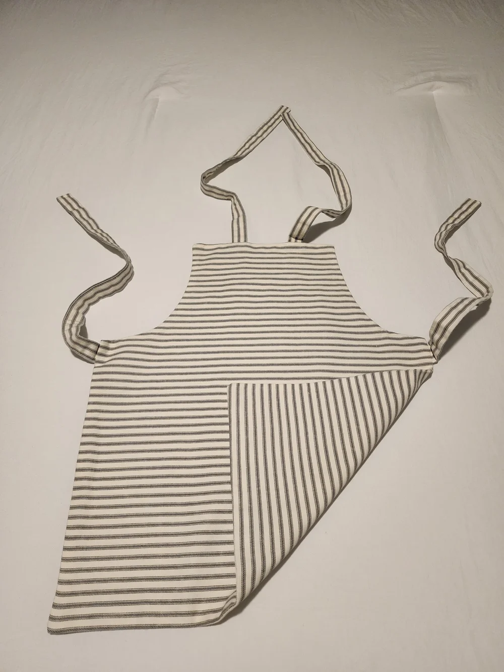 Childs Pinstriped Cotton Apron in Blue & Cream